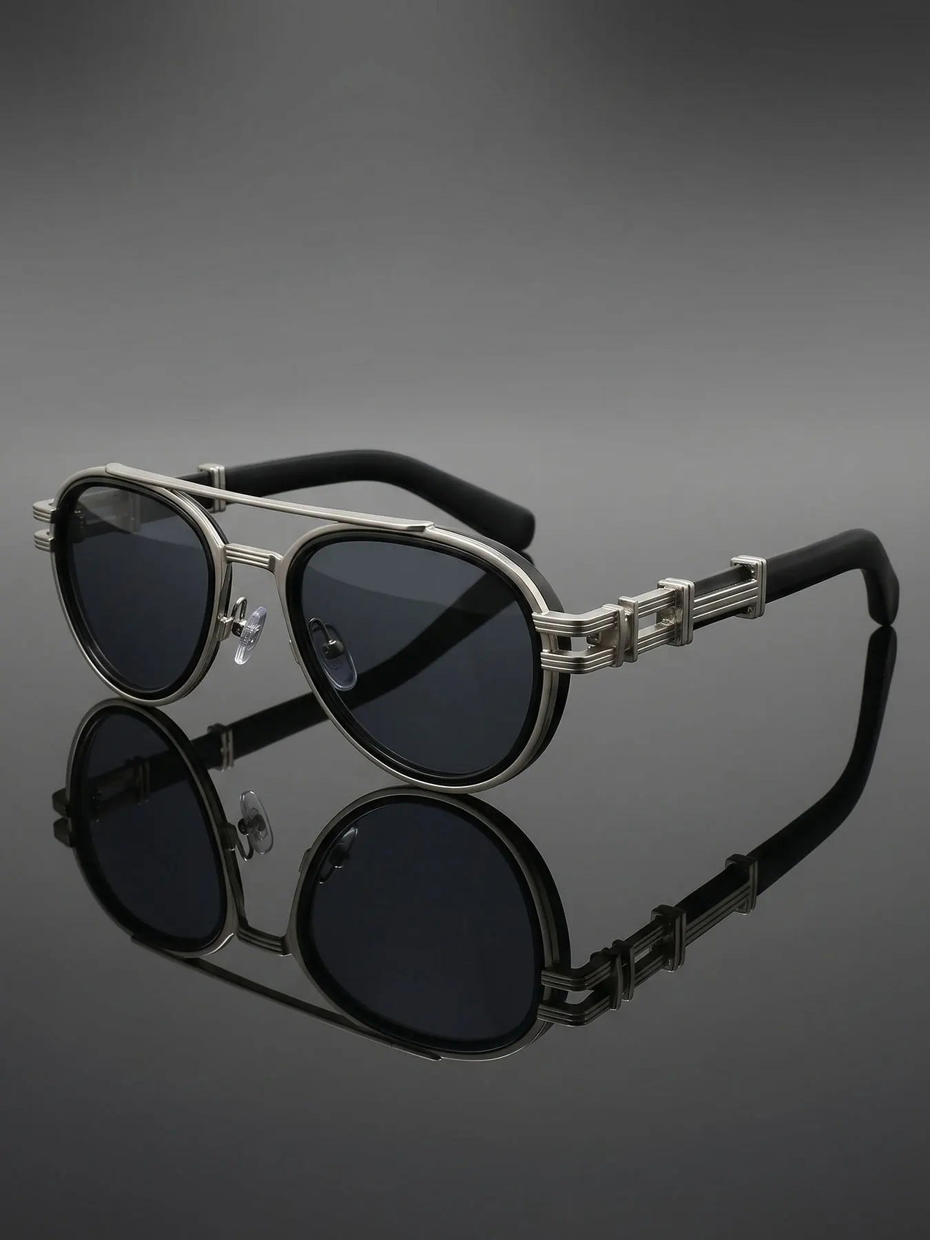 1 Pair of New European and American Style Men's and Women's Fashionable Classic Retro Double-Bridge Sunglasses, Wide-Rim Design, Suitable for Various Activities, Full-Frame Glasses Style, Everyday Casual Sunglasses