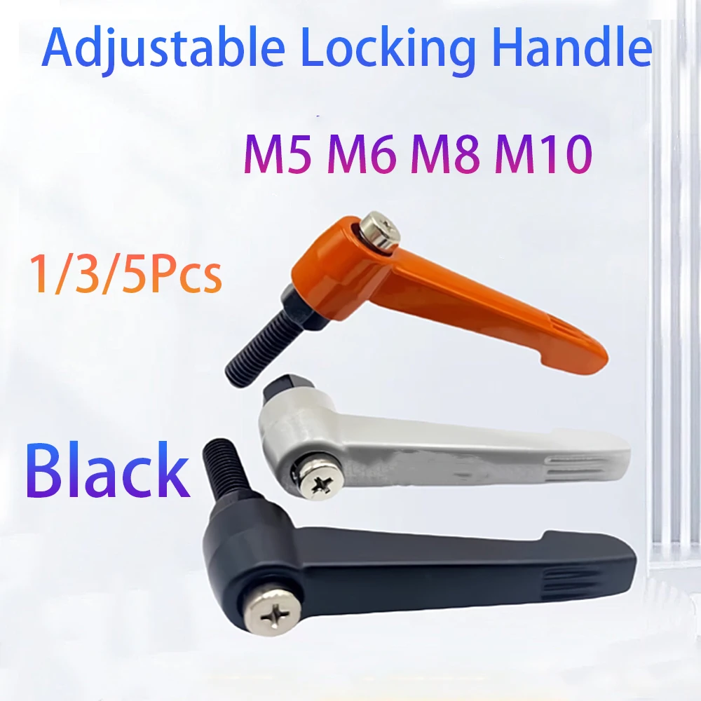 1-5Pcs Handle Screws Bolt M5-M10 Clamping Lever Machinery Adjustable 7-Shaped Rotating Handle Locking External Male Thread Knob