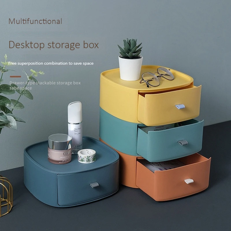 

Drawer type sorting box desktop make up orgainizer box waterproof and dustproof cosmetics storage box stacked storage organizer