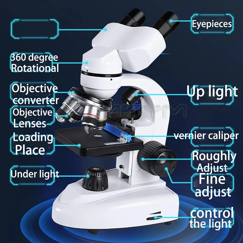 Zoom 30000X Biological HD Microscope Digital laboratory Compound Microscope with Wide-Field 10X and 50X Eyepieces for Lab