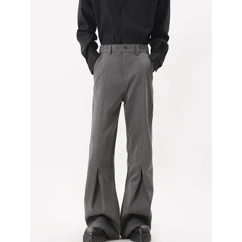 Autumn Winter Luxury Quality Baggy Suit Pants Men Business Casual High Waist Workwear Pants Korean Black Gray Formal Flare Trous