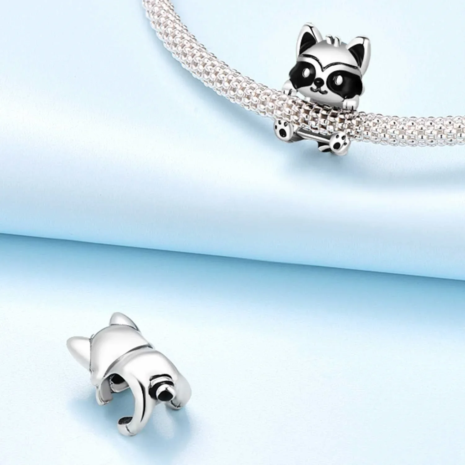 Original S925 Silver Charms Beads Cute Pets Cat Dog Heart Bead Pendant Fit Original Bracelet DIY Jewelry Marking Gift for Women