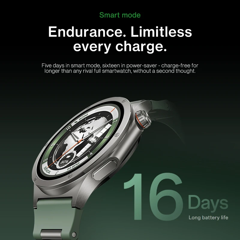 Versión global del reloj inteligente OnePlus Watch 4, 1,5 pulgadas, Wear OS by Google, Snapdragon W5, hasta 16 días de autonomía, Google Wallet 5
