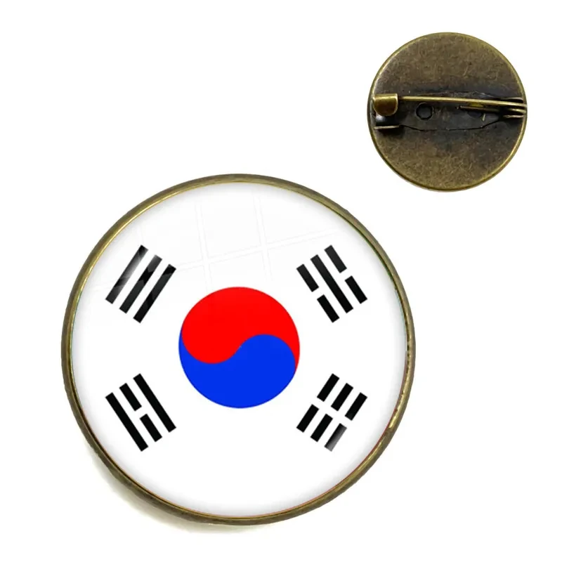 National Flag Glass Cabochon Brooch Korea,Serbia,Russia,Slovenia,Argentina,United States,Turkey,Spain,Dominica Collar Pins Gift