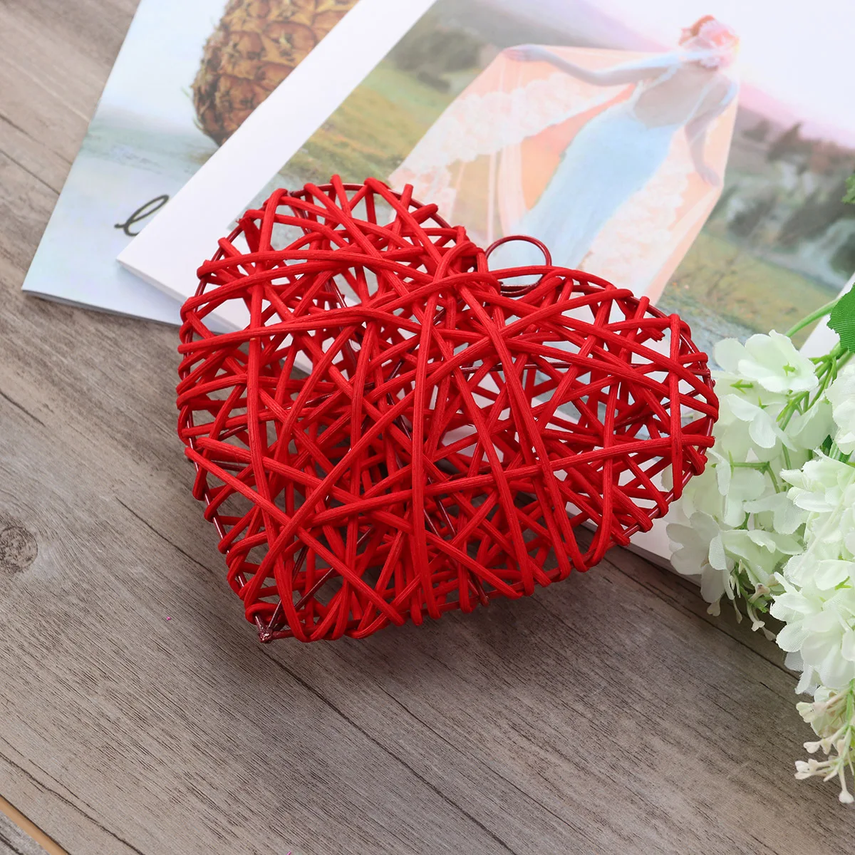 

15Cm Handmade Rattan Heart-Shaped Ball Natural Wedding Party Decor For Home Craft Vase Filler Christmas Ornament Pcs