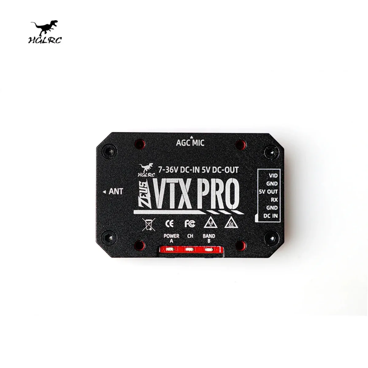 HGLRC Zeus VTX PRO 1.6W Image Transmission Built-in Microphone 7-36V CNC Heat Sink Shell MMCX for RC FPV Racing Drone Long Range