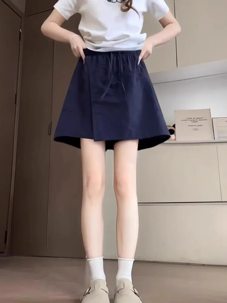 

Summer Thin A-Line Five-Quarter High Waist Workwear Skirt Pants for plus Size Women Conceals Hips Flatters Body Shape Korean ...