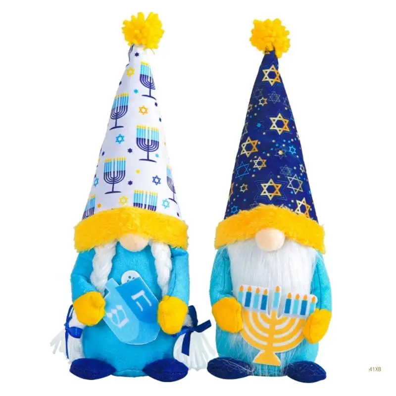 41XB Hanukkah Gnomes Plush Chanukah Decorations Dwarf Figurine for Kitchen Shelf