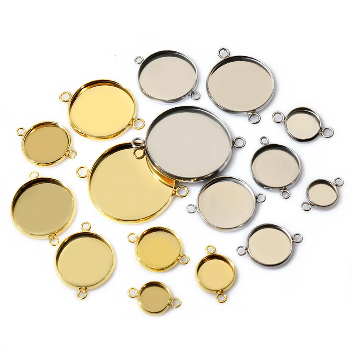 8/10/12/14/16/18/20/25/30mm Inner Size Stainless Steel Material Simple Style Cabochon Base Cameo Setting Charms Pendant Tray