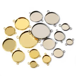 8/10/12/14/16/18/20/25/30mm Inner Size Stainless Steel Material Simple Style Cabochon Base Cameo Setting Charms Pendant Tray