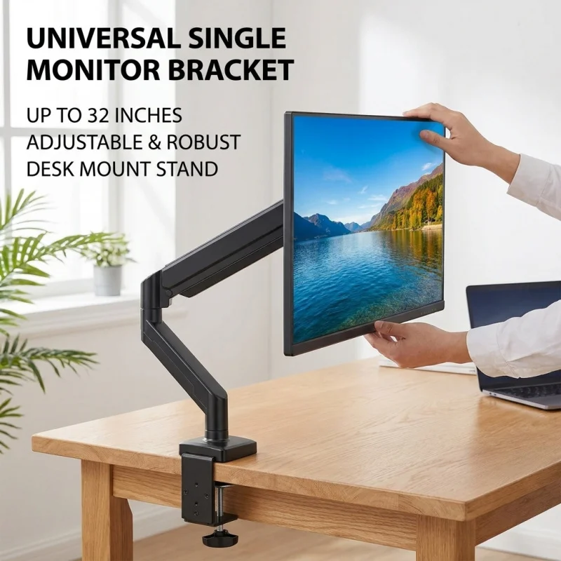 

Heavy Duty Monitor Arm Brazo Para Monitor Adjustable Single Screen Bracket For Computer Desk Mount Supports 32 Inches Screen