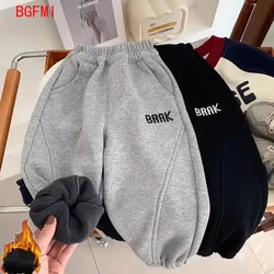 2026 Winter New Baby Whole Velvet Loose Trousers Solid Infant Boy Casual Pants Toddler Girl Straight Pants Versatile Kid Clothes