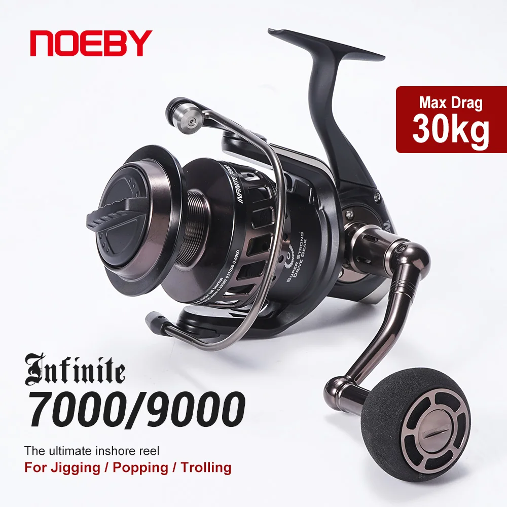 Noeby Infinite Big Game Spinning Fishing Reel 7000 9000 Series Max Drag 30kg Seawater Wheel 4.1:1 Gear Ratio Tuna Fishing Reels