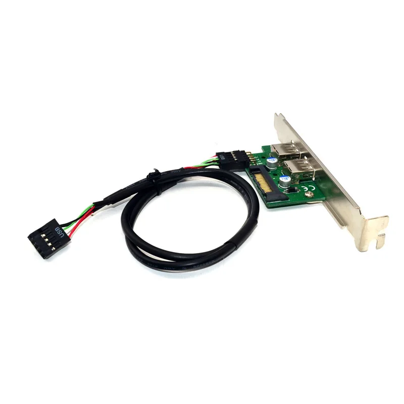 30cm PC Mainboard 9pin to Dual USB 2.0 Port Motherboard 2 USB2.0 PCI Panel Bracket 9Pin Extension Cable USB Expansion Card Riser