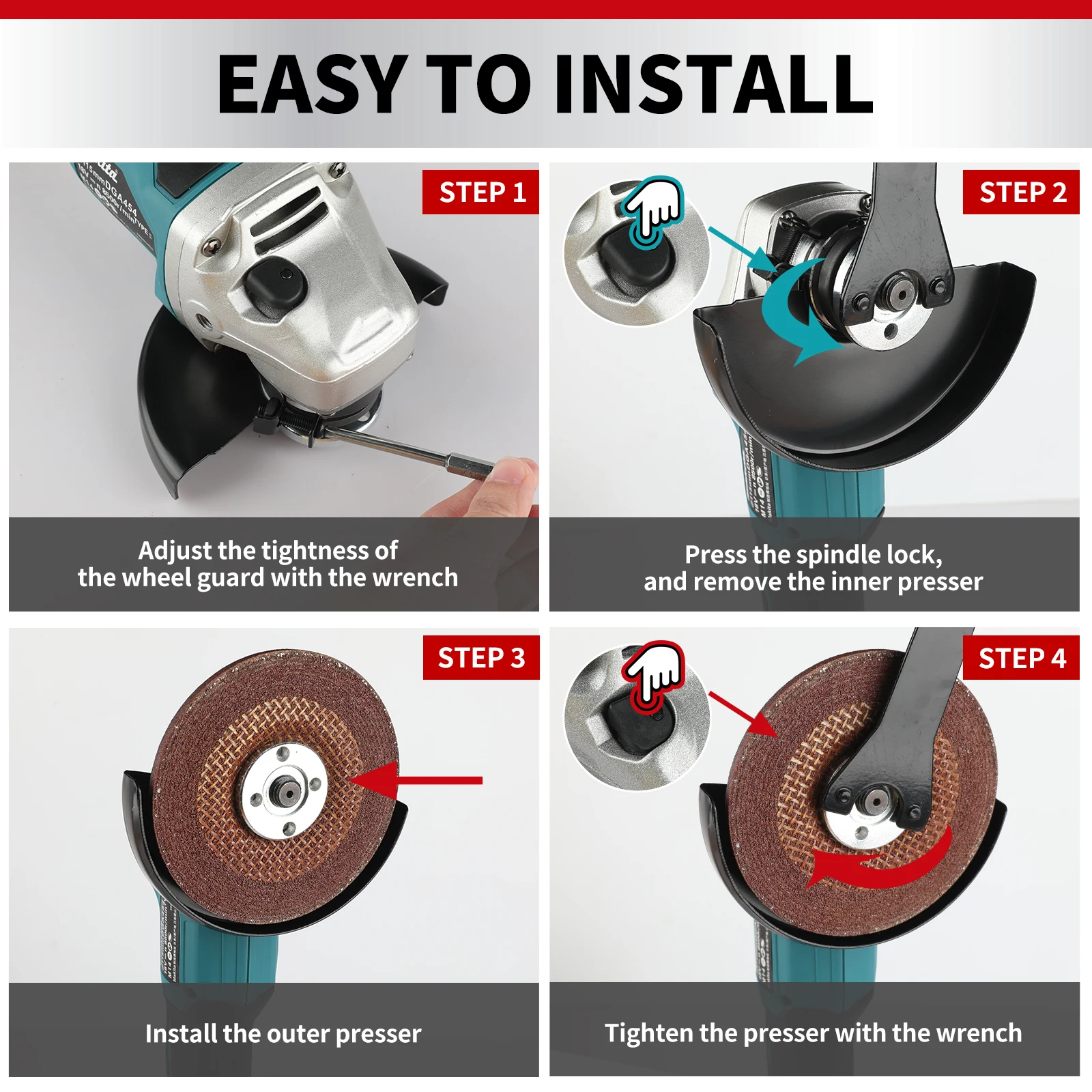Makita DGA456-115 Wiederaufladbarer Winkelschleifer Poliermaschine Schleifschneidemaschine 18V Elektrowerkzeug
