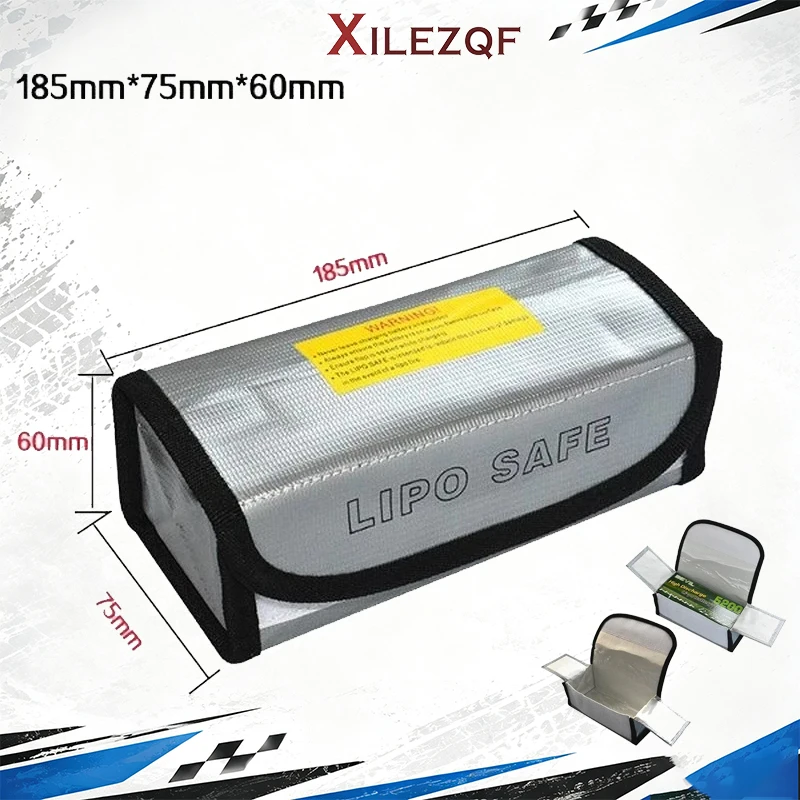 XILEZQF RC Lipo Battery Safety Bag 185x75x60mm Mini Waterproof Fireproof Explosion-Proof Portable for FPV Racing Drones