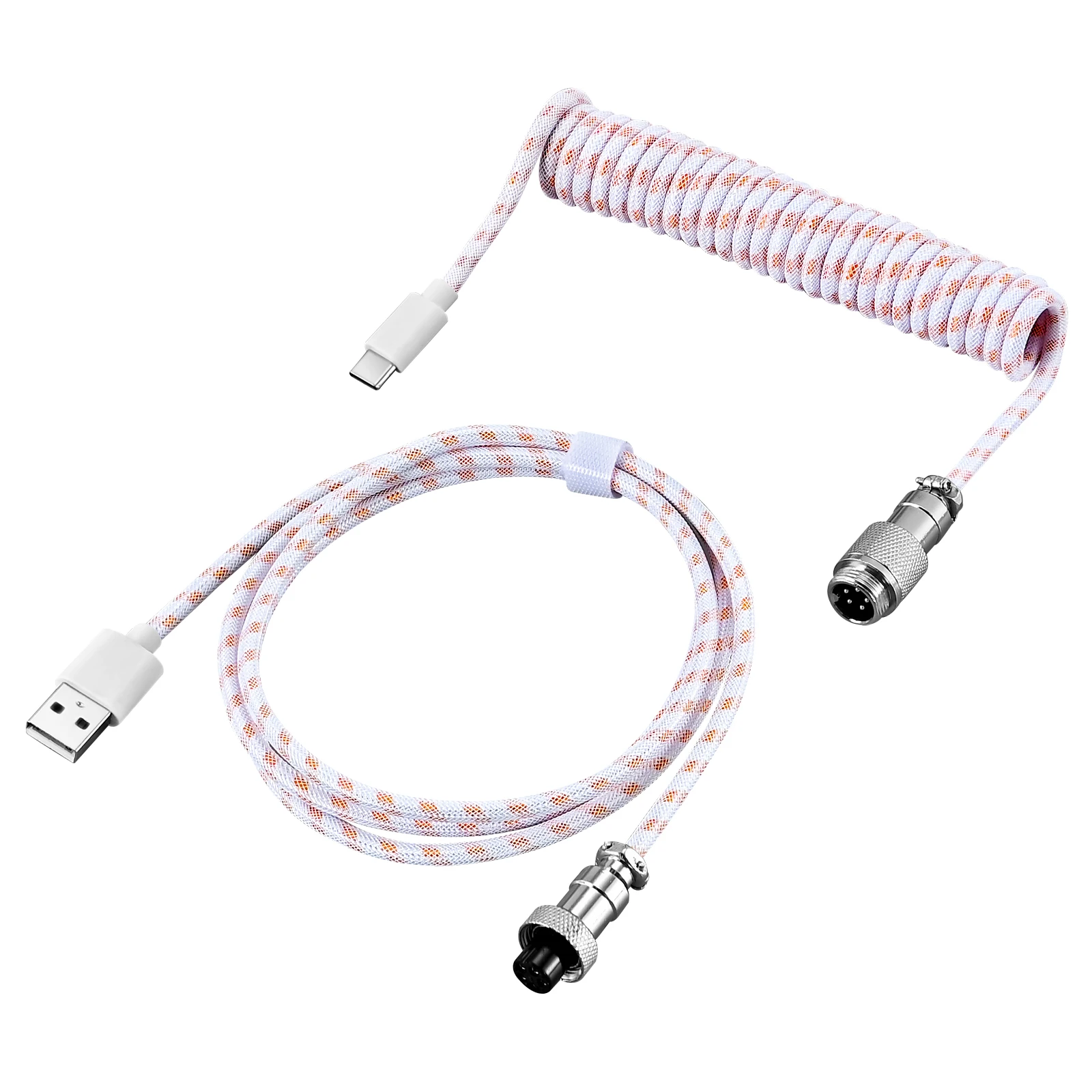Coiled USB-C Mechanical Keyboard Cable (GX16 Aviation)