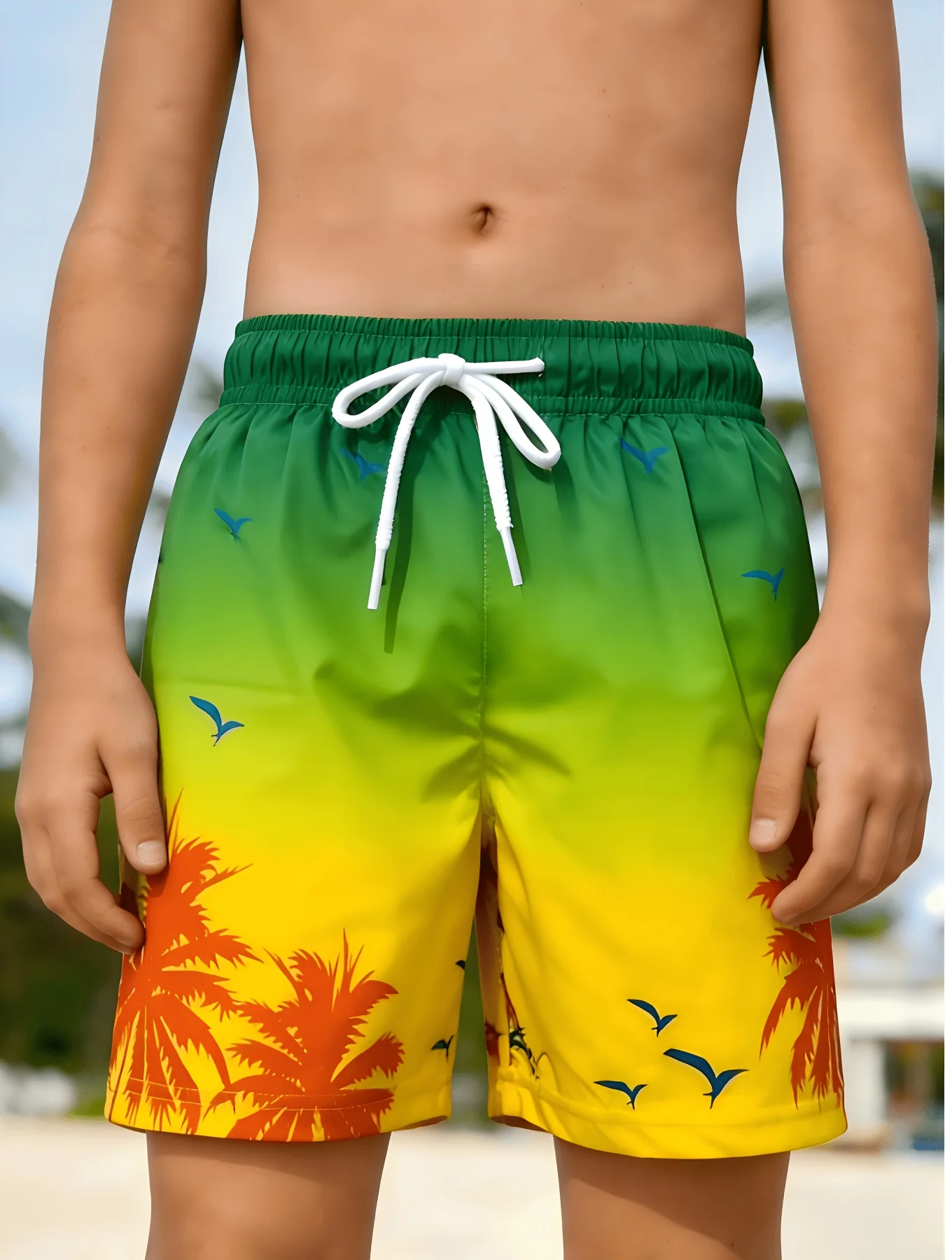 2026 Summer New Style Men's Shorts for Outdoor Sports, Casual Wear Fashionable Comfortable Soft 3D Coconut Tree Print