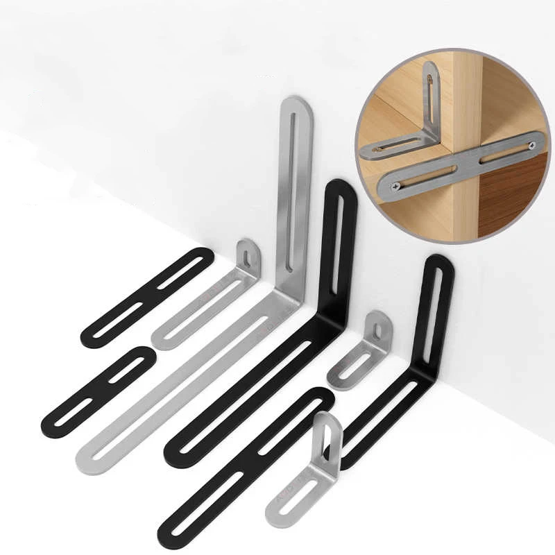 New 1Pcs Stainless Steel Corner Code L-Shaped Adjustable Multi Size Justable 90 Degree Right Angle Suitable For Cabinet Furnit