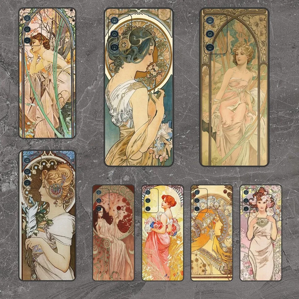 famous paintings Alfons Mucha Art Phone Case For Samsung Galaxy A54 A14 A34 A13 A52S A73 A53 A23 A04 A03 M53 A71 A22 A80 A91