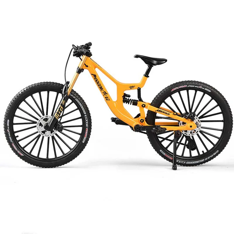20 cm nowy model roweru ze stopu 1:8, symulacja roweru górskiego z miękkim zawieszeniem, przedni widelec rozsuwany z amortyzatorem, ozdobny.