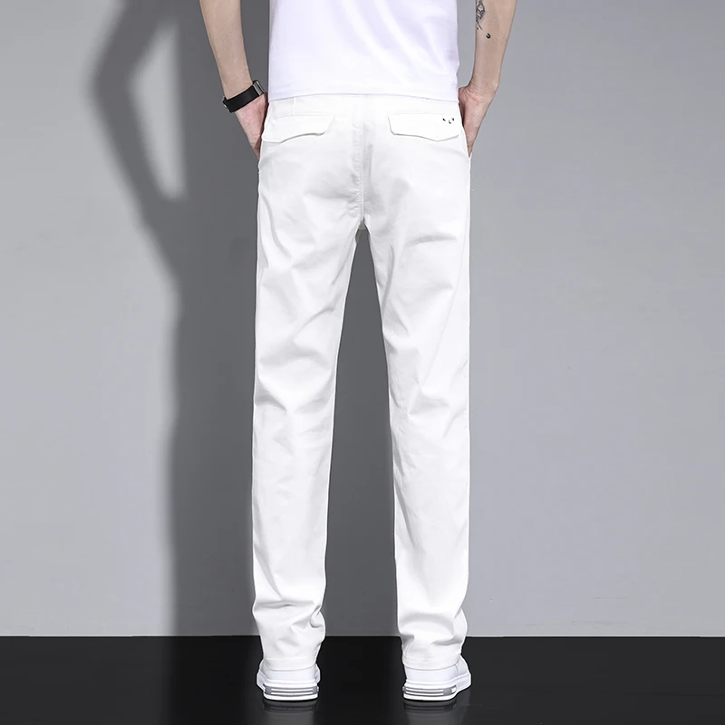 2024 New Cotton Men Outdoor Fit Straight Solid Color Work Sweatpants Man Jogger Overalls Korean White Luxury Casual Pants Male