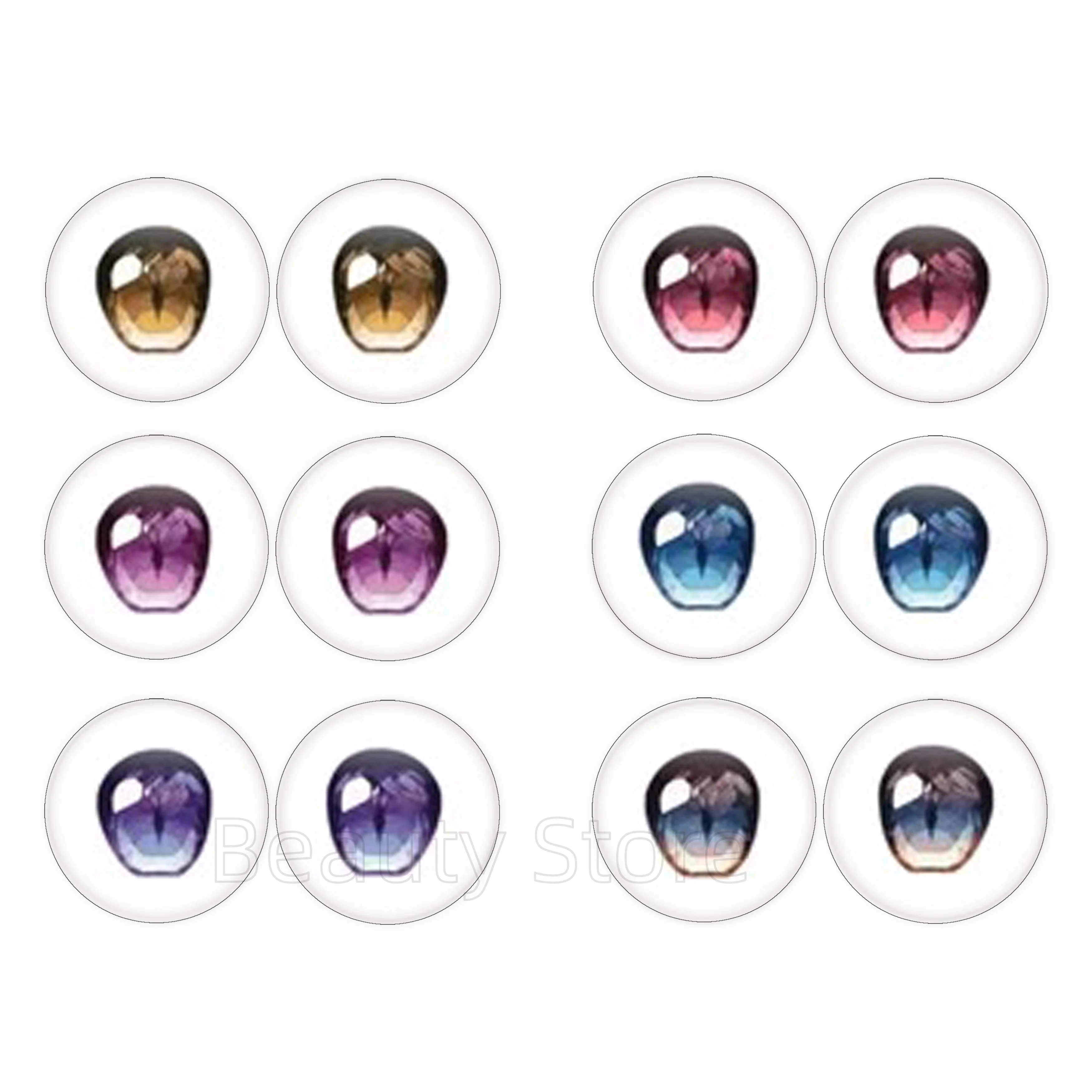 10MM-40MM Glass Cartoon BJD Doll Eye Chips DIY Blyth Round 12Pcs/lot Cabochon Handmade Accessory Toy Drop Glue Eye Gift Part14