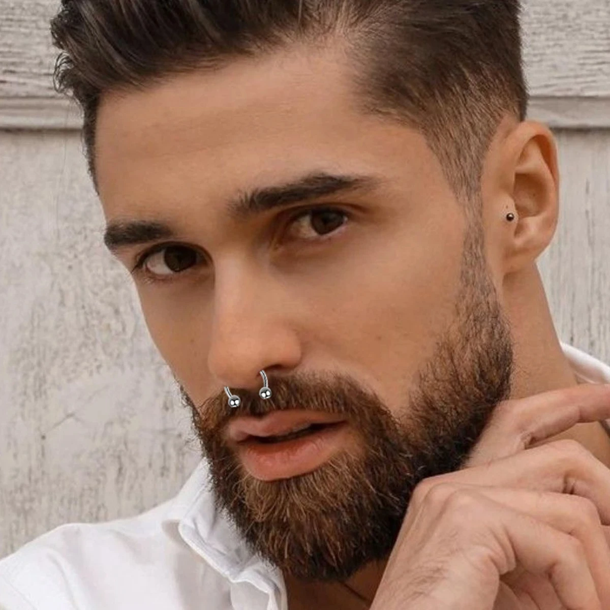 5PCS Surgical Steel Body Piercing Jewelry Lot Bulk Nose Ring Tongue Bar Lot Eyebrow Labret Piercing Set Horseshoe Ring Pack