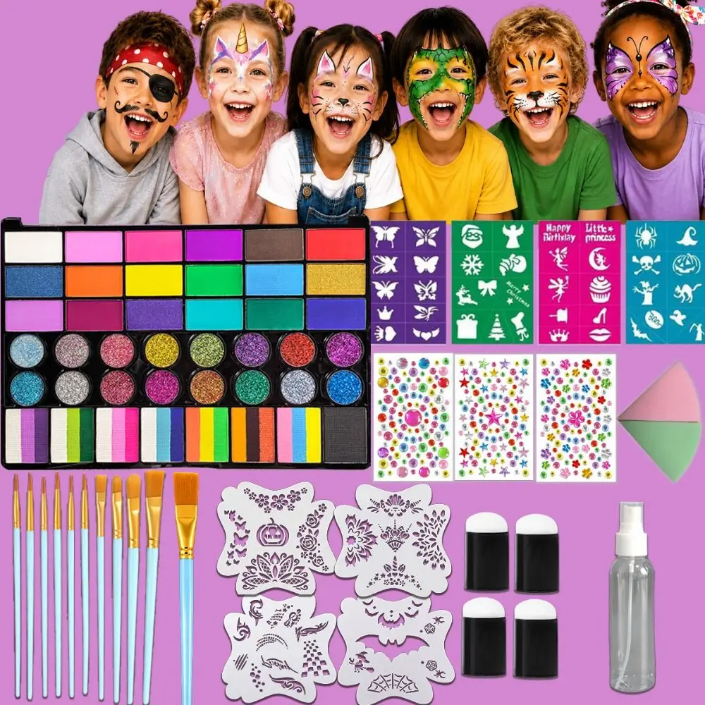42 Colors Watercolor Paint Set Vivid Colors Solid Pigment Face Painting Palette Kit Easy To Color Glitter Paint