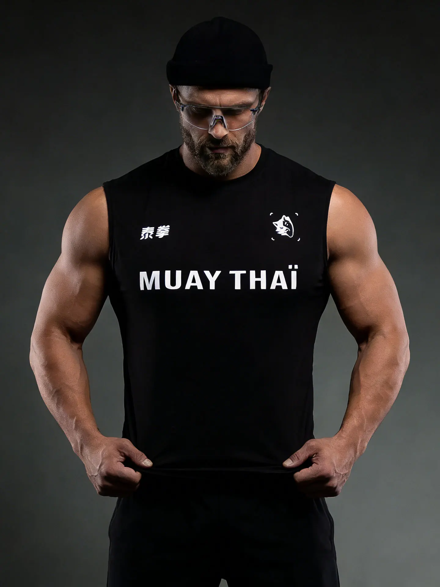 

VSZAP Thai Boxing Sle Loose Fit Cotton Tank Top Men's Gym Workout Svel T-irt Casual Breathable Qui Dry Bla