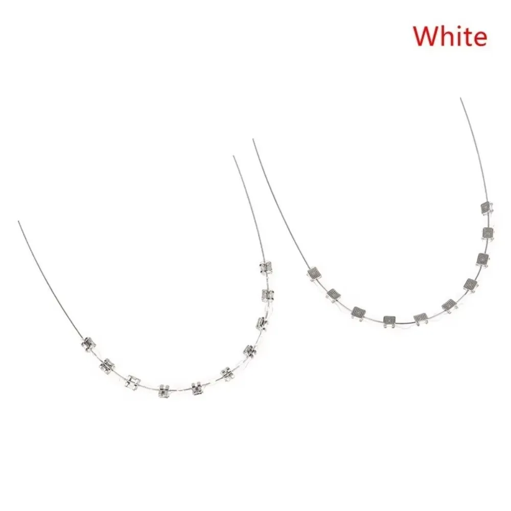1Pair Braces with Braces Box Colorful Tooth Decoration with Metal Wires Metal Bracket Orthodontic Ligature Ties Send Storage Box