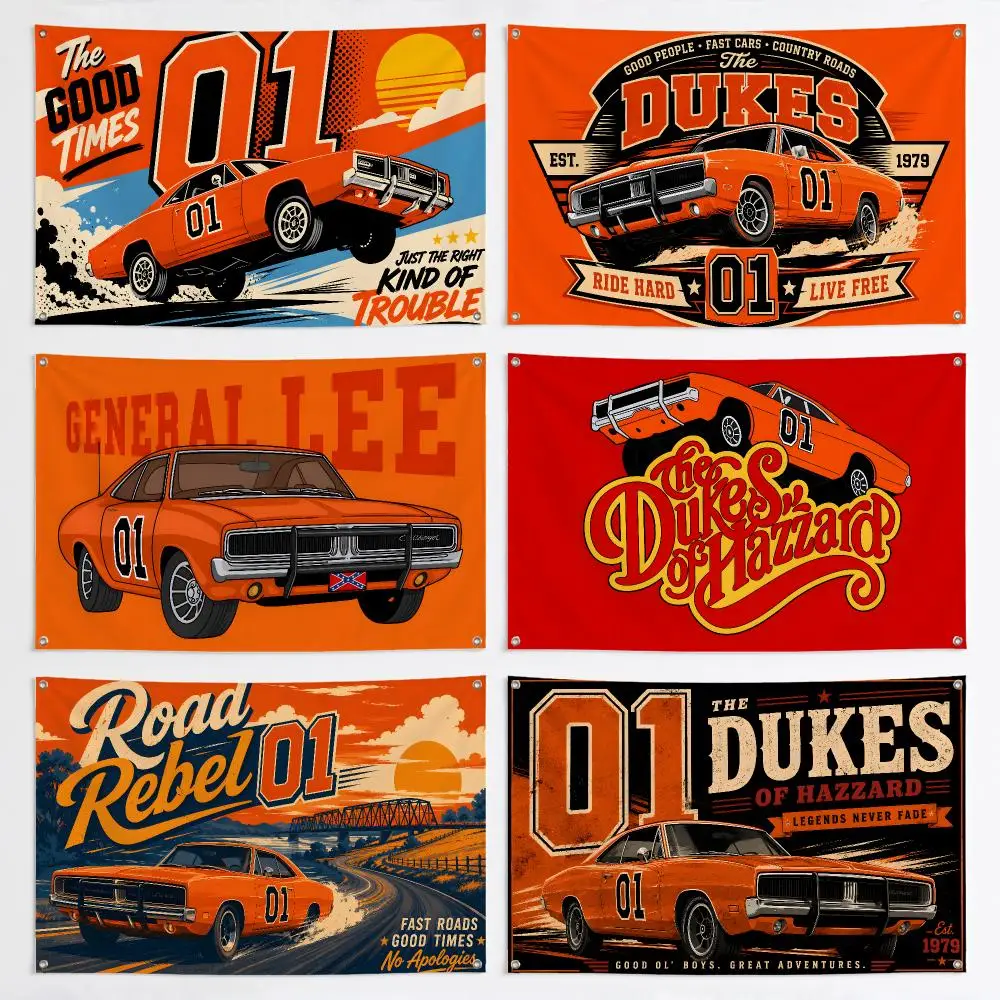 The Dukes of Hazzard Flags Aesthetic Wall Tapestry Printed Wall Hanging Living Room Party Outdoor Decor