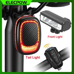 Elecopow-自転車のテールライト,自転車のフロントライト,アラーム,防水,充電式,リモコン,リアライト,アクセサリー