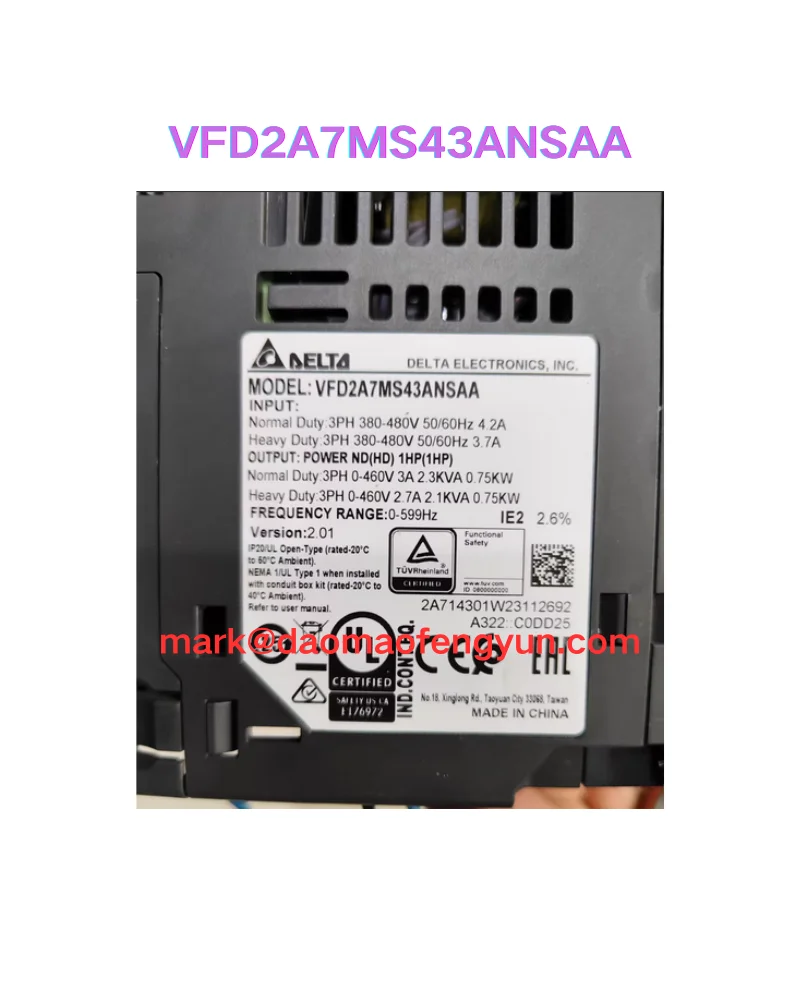 

VFD2A7MS43ANSAA Used ms300 series 380v 0. 75kw inverter tested OK