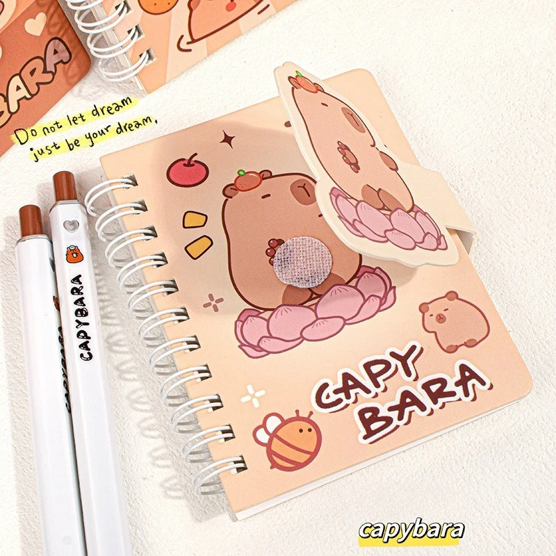 Mini Portable Pocket Notebook Cartoon Capybara Small Notepad Cute A7 Coil Notebook School Supplies Student Stationery Gifts