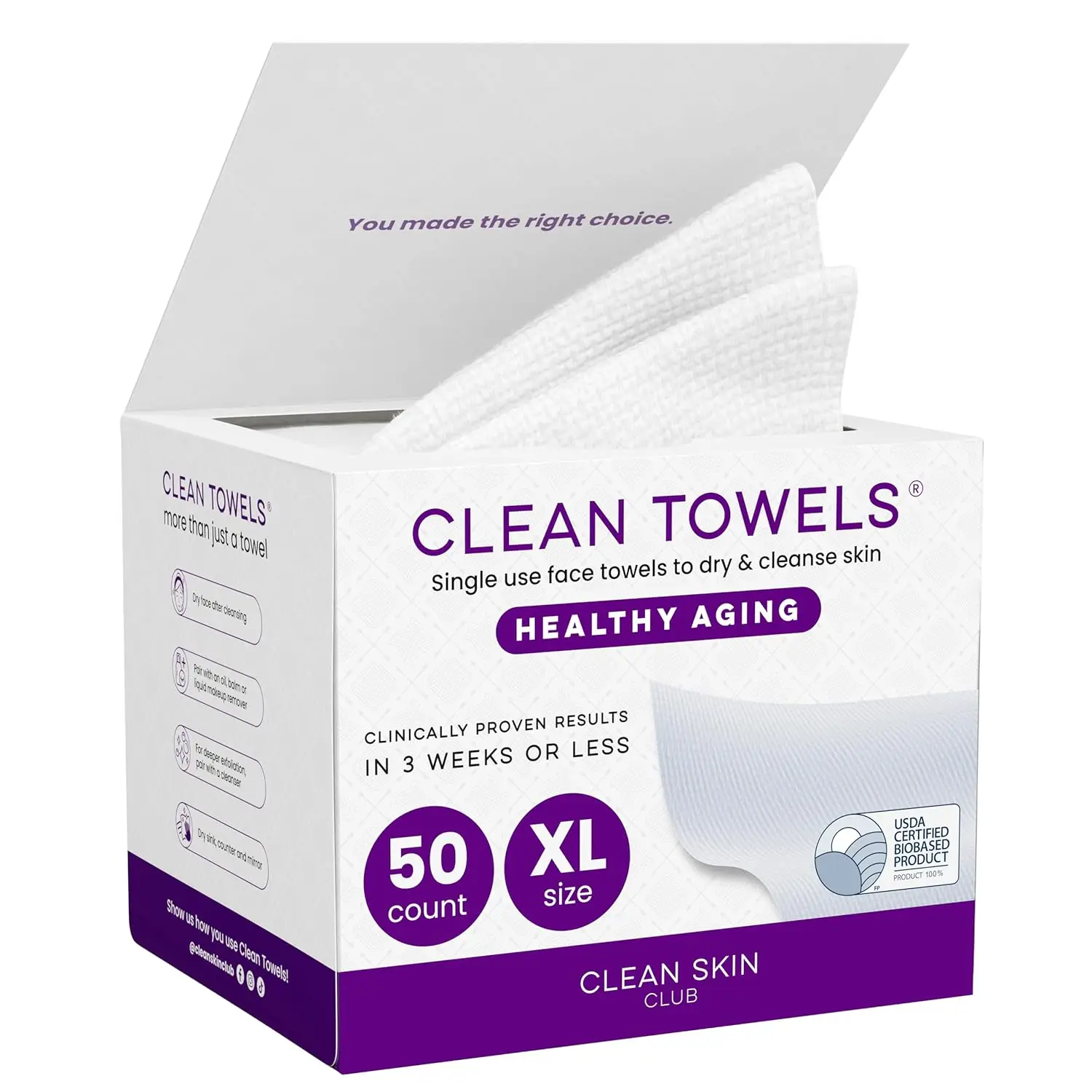 

XL Disposable Face Towels for Anti-Aging: Smooths Fine Lines & Wrinkles in 6 Weeks, Extra Soft, 50 Count