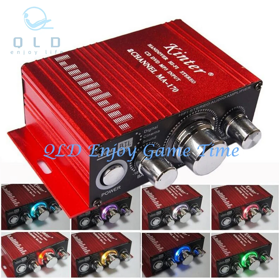 LED MINI Amplifier with Power Adapter, Speaker for Arcade, Audio Game Machine, Mobile Phone, MP3 Music Player, 4 Inch