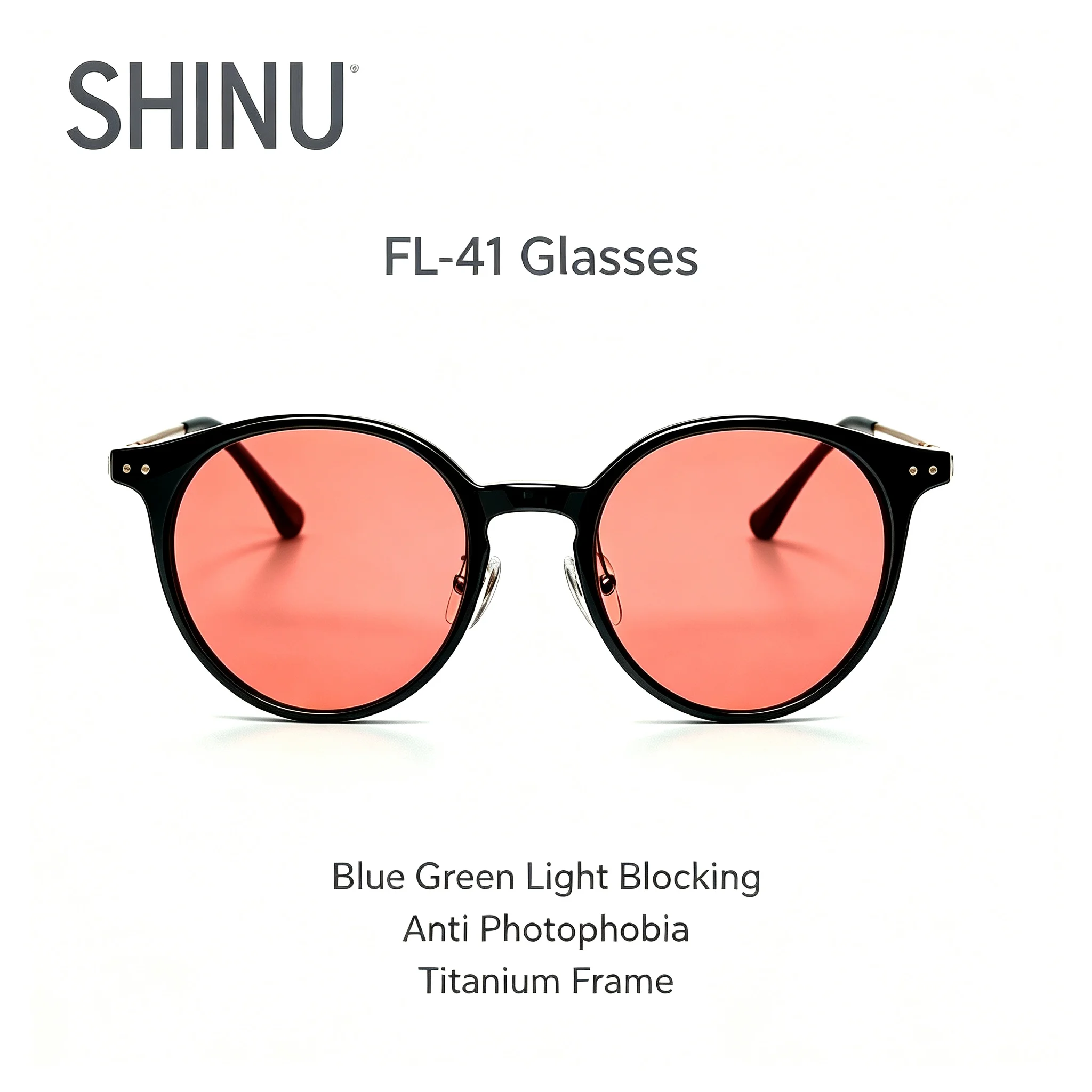 shinu-fl-41-women-migraine-glasses-480-520nm-blue-green-light-blocking-anti-photophobia-tint-titanium-sunglasses-uv400