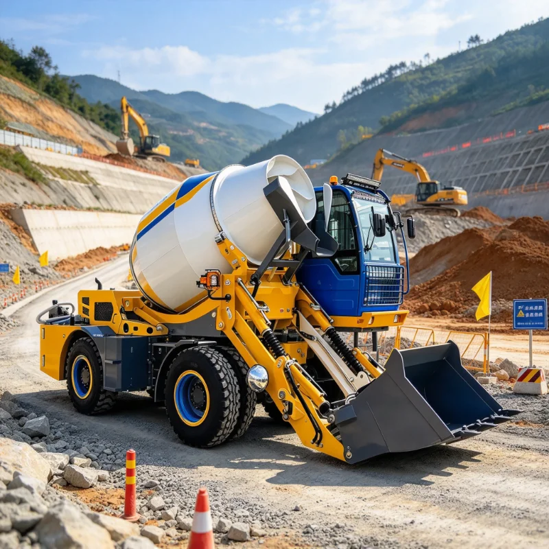 Mobile Self Loading Concrete Mixer Truck Integrated Feeding Mixing Discharge Concrete Mixing Equipment