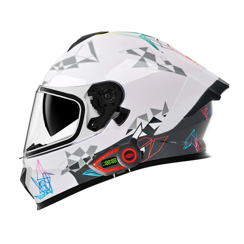 AD Electric Motorcycle Full Helmet Men Women Winter All Season Rider Helmet 3C DOT Certified Built-in Bluetooth Motorbike Helmet