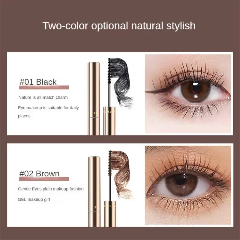 1/2 stücke Seiden faser matte Mascara Make-up ultra feine Bürste verlängert Wimpern wasserdicht schnell trocken braun schwarz Curling Mascara