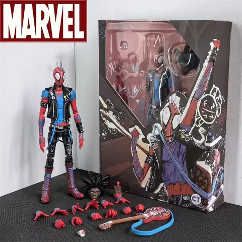 New Ct Punk Spiderman Action Figure Toys 16cm Hobart Brown Spider Man Multiple Accessories Model Doll Collectible Child Gifts