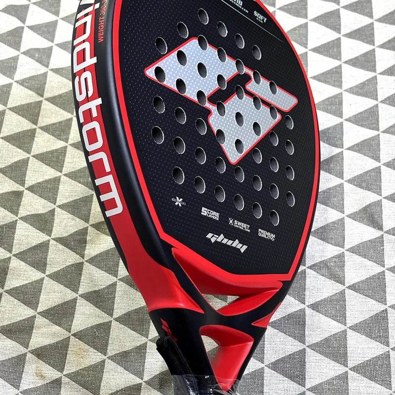 Full Carbon fiber material padel racket for club training, stable hitting control rough grain surface, customizable logo anti-br