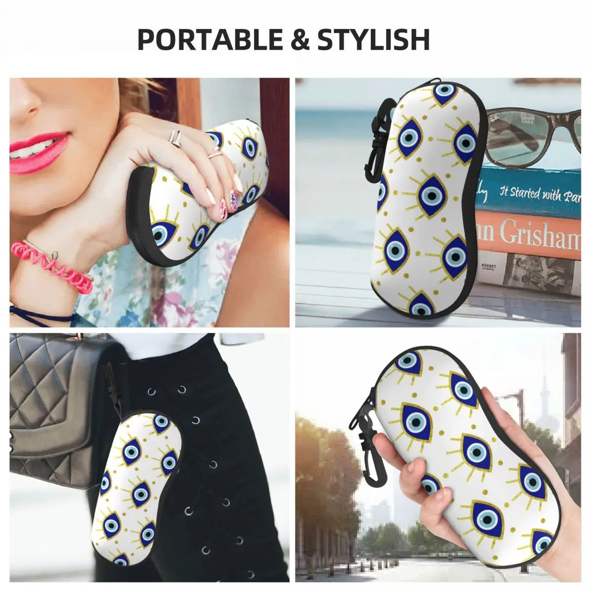 Mediterranean Evil Eye Protection Eyeglass Glasses Case Men Women Soft Spiritual Amulet Sunglasses Protective Pouch