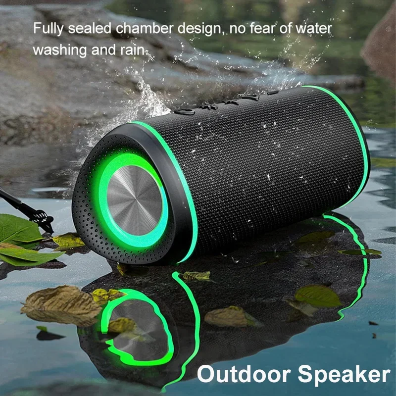 Portable Wireless Boombox  for Party Gaxming Music Enjoyment BT5.3 Fabric Mesh RGB Light Hifi Stereo Audio Bluetooth Speaker