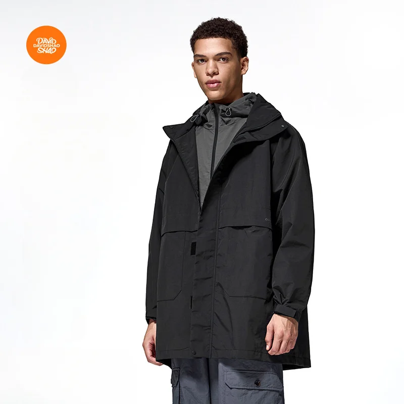 

DAVIDSHAO Top Quality EU US Size Luxury Wear Men's Clothing Trench Coat Autumn Winter New Trendy Workwear Hooded Loose Long Coat