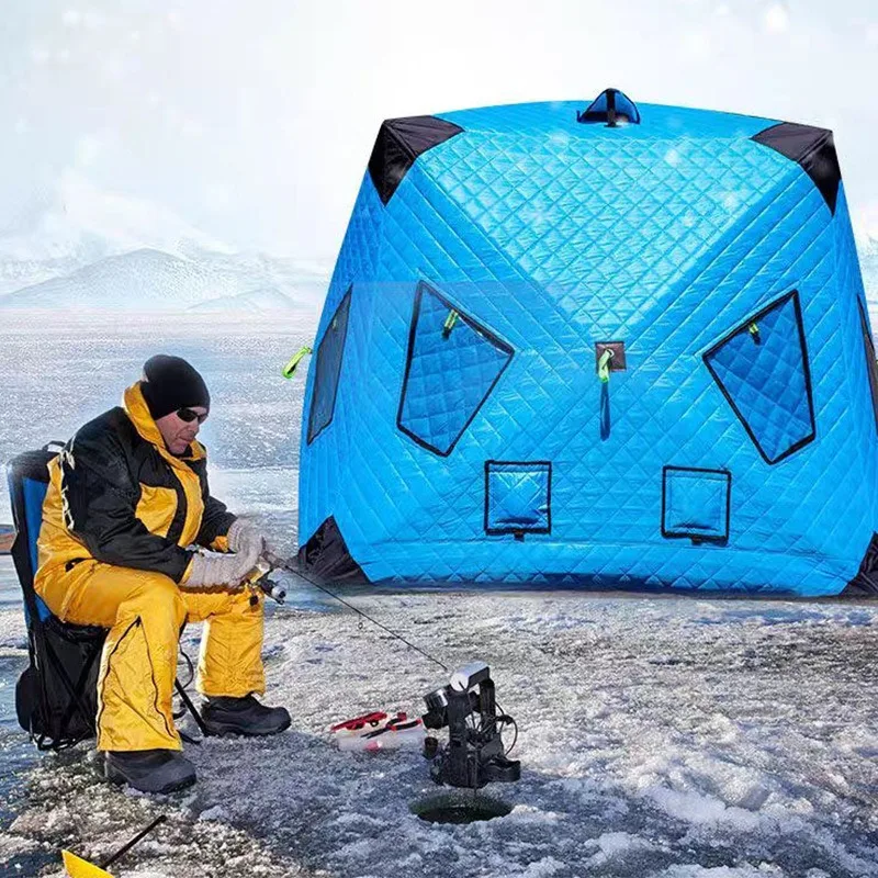 Windproof Warm Cotton Winter Tent Thickened Thermal Insulation Outdoor Shelter For Ice Fishing Cold Weather Camping Equipment