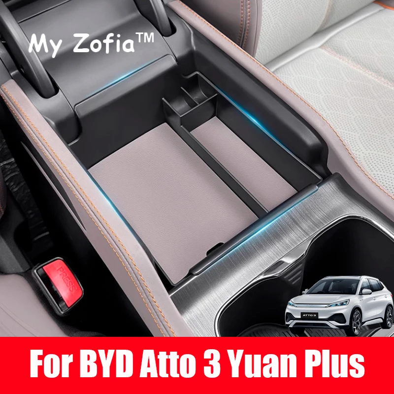 

For BYD Atto 3 Yuan Plus 2023 2024 2025 Car Central Control Armrest Storage Box Organizer Case Container Stowing Accessories