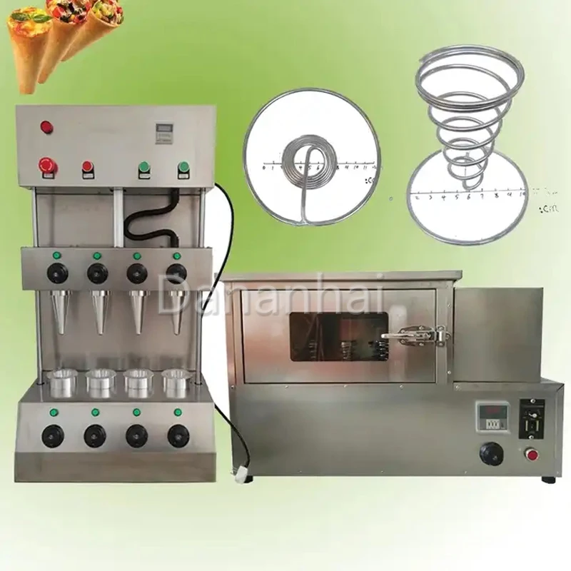 The New Handheld Pizza Cone Machine Has a Simple Operating Panel And a Stainless Steel Oven Machine