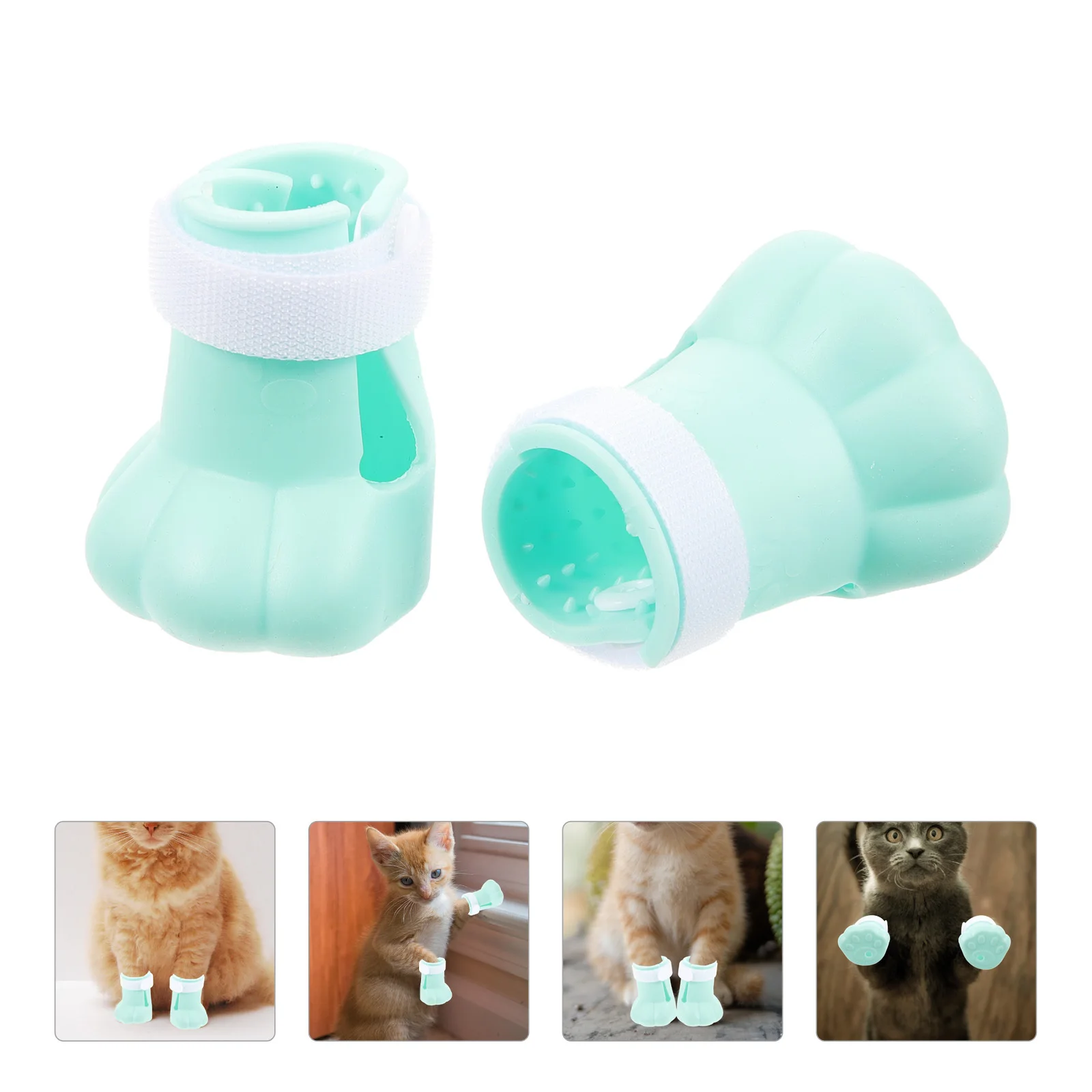 

4Pcs Silicone Cat Paw Covers Adjustable Scratch-Proof Boots for Cat Bath Grooming Nail Protection Shoes for Cats